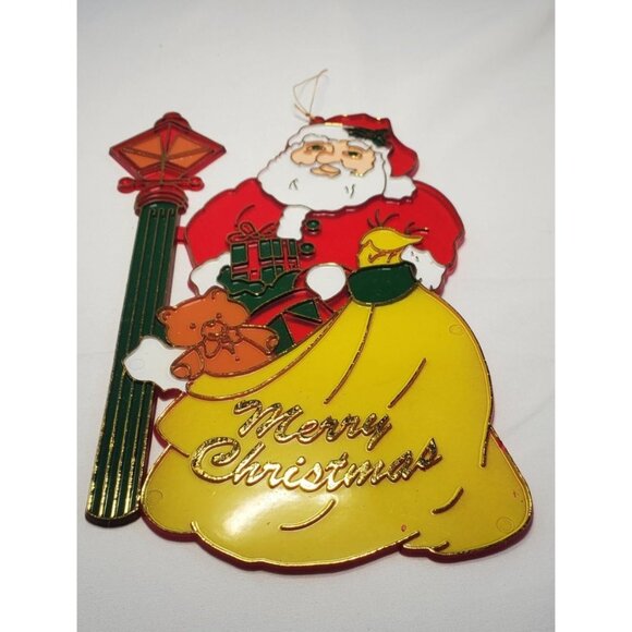 Vintage Santa Christmas Ornament Suncatcher Window Hanging Decor 8.5'' Tall - Picture 2 of 6